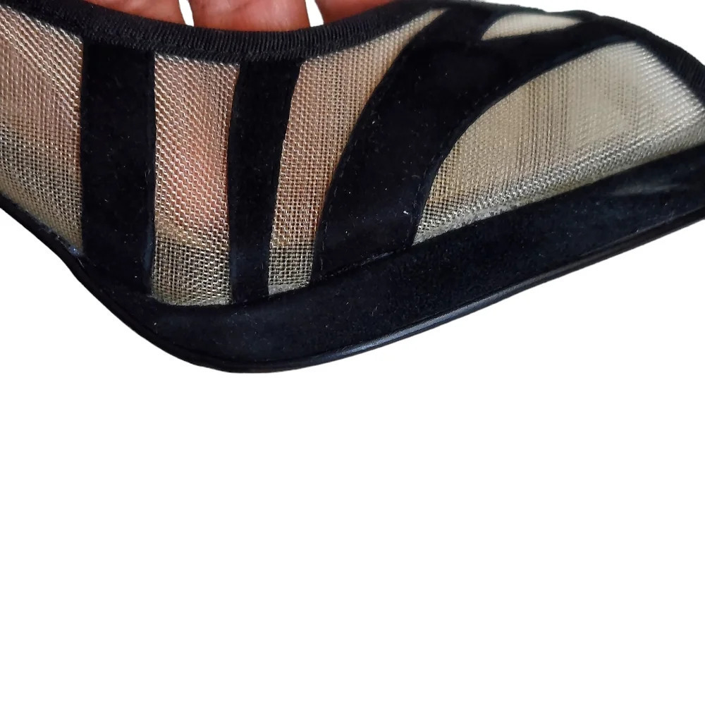 Beverly Feldman Honey2 Black Suede and Mesh Peep Toe Heel - Picture 9 of 16